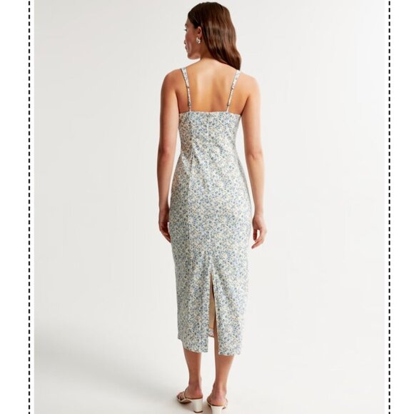 NWOT Abercrombie & Fitch Black Stretch Column Midi Dress - Picture 3 of 6